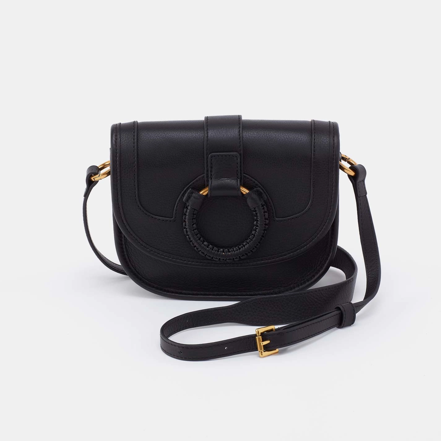 Elegant Finish Kiva Small Crossbody in Pebbled Leather, Black