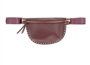 Evie Burgundy Studded Fanny Pack BC Bag Unisex style Elegant Accent