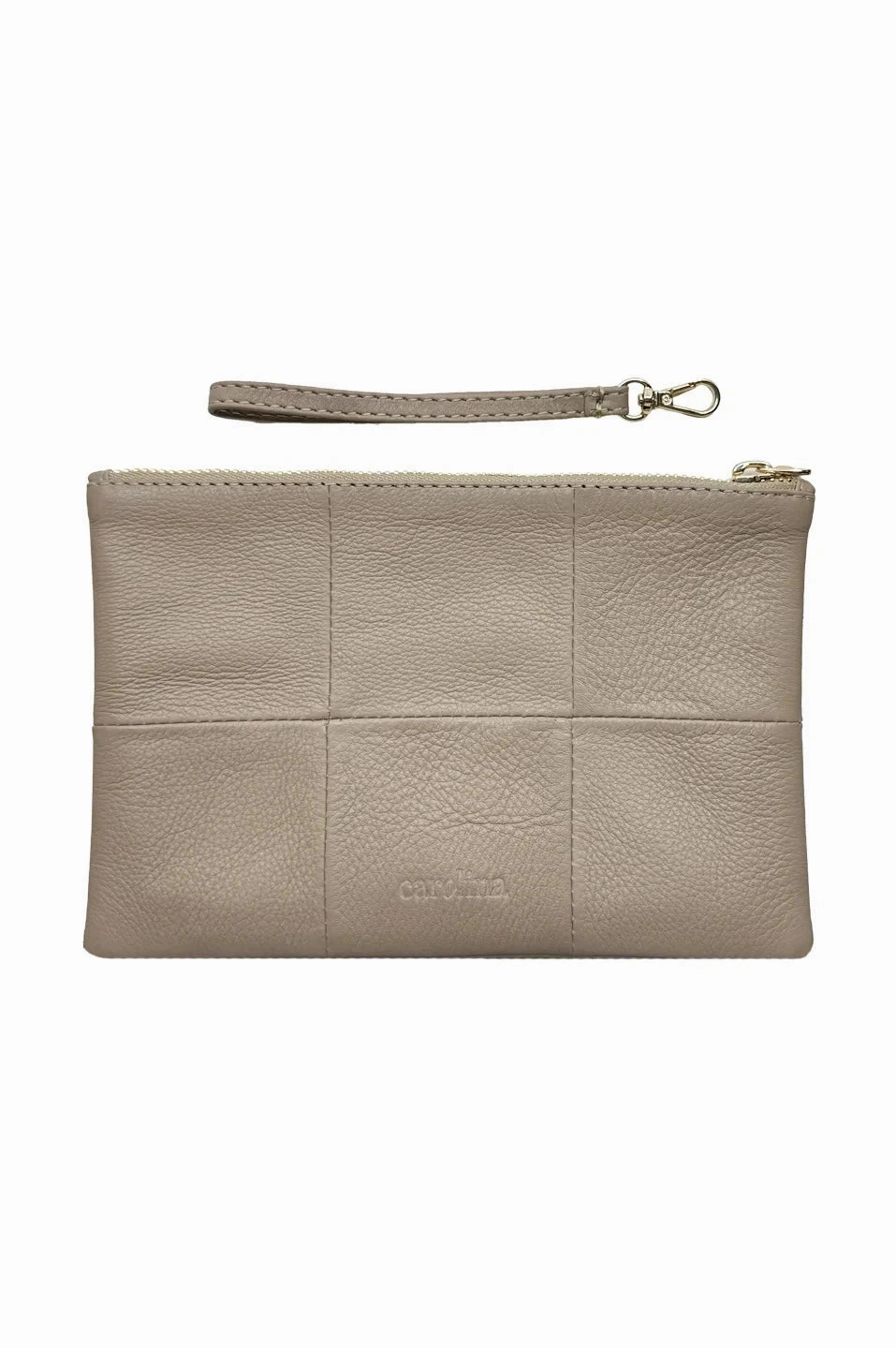 Compact Shape Amalia Leather Clutch Bag Nude