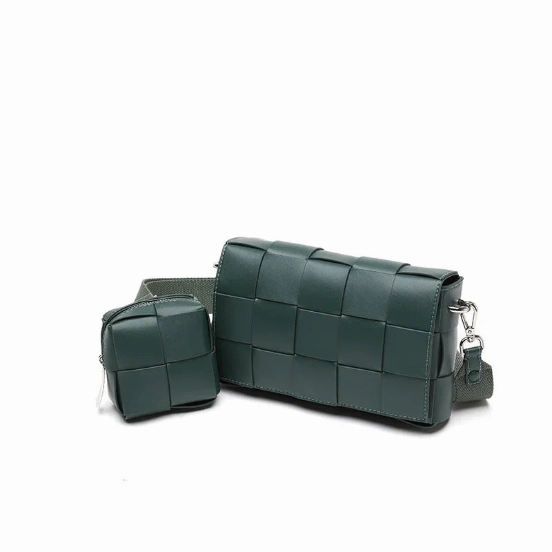 Luxury Handmade Lambskin Woven Crossbody Bag, Soft Leather Shoulder Purse Functional Accessory