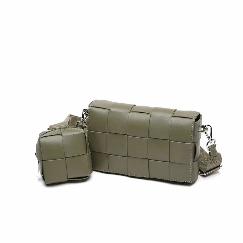 Fashion Comfort Luxury Handmade Lambskin Woven Crossbody Bag, Soft Leather Shoulder Purse