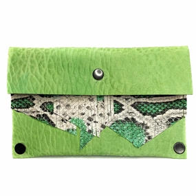 Glamorous Appeal Seafoam Green snake-print Fringe Mini Clutch (wallet)