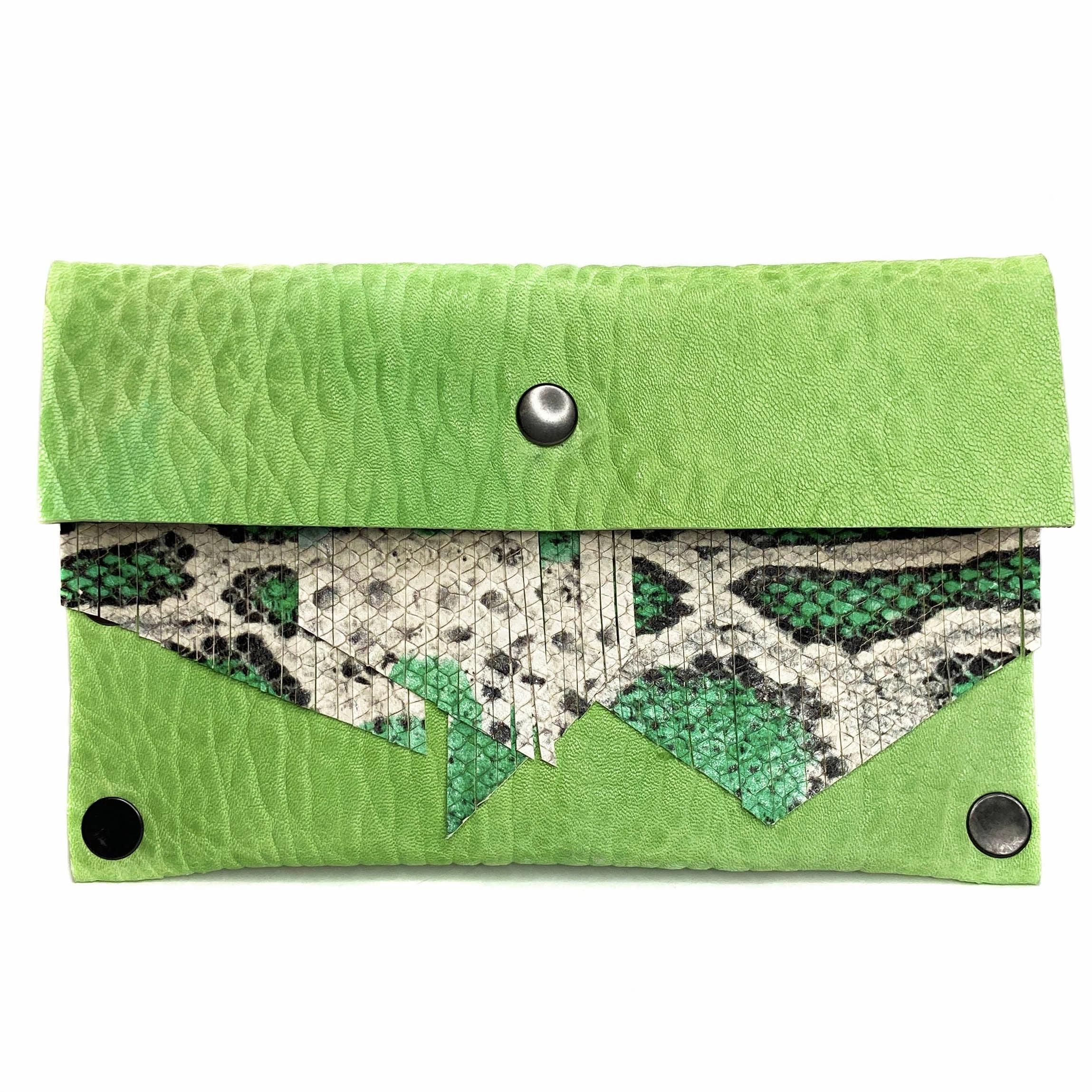 Glamorous Appeal Seafoam Green snake-print Fringe Mini Clutch (wallet)