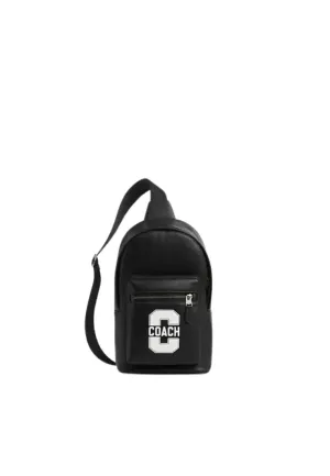 Urban Flexibility Urban Travel Companion Coach West Pack Crossbody Bag With Varsity Motif In Black Chalk CAJ60