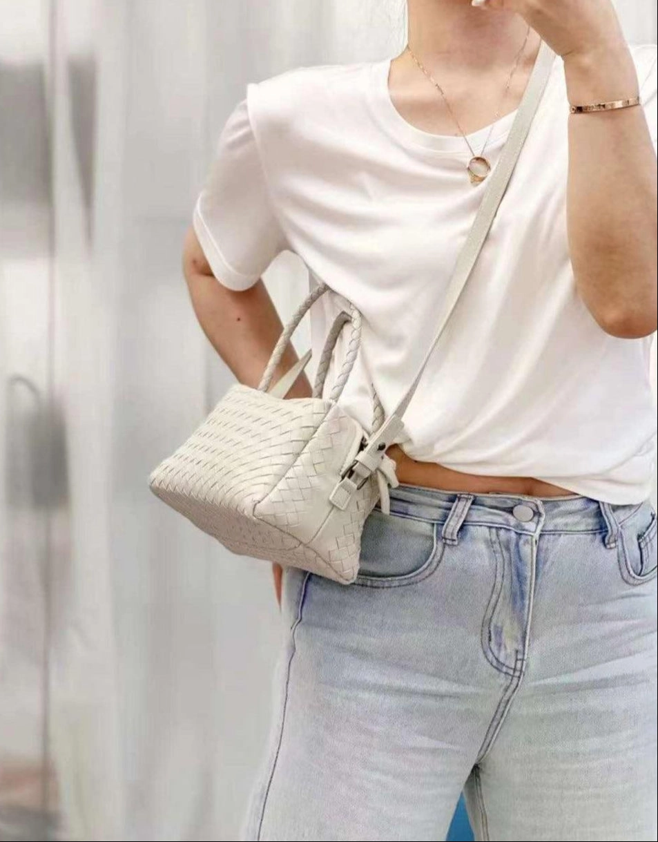 Outdoor Gear Essential Luxury Women's Lambskin Woven Boston Crossbody Bag | Handcrafted Versatile Shoulder Bag