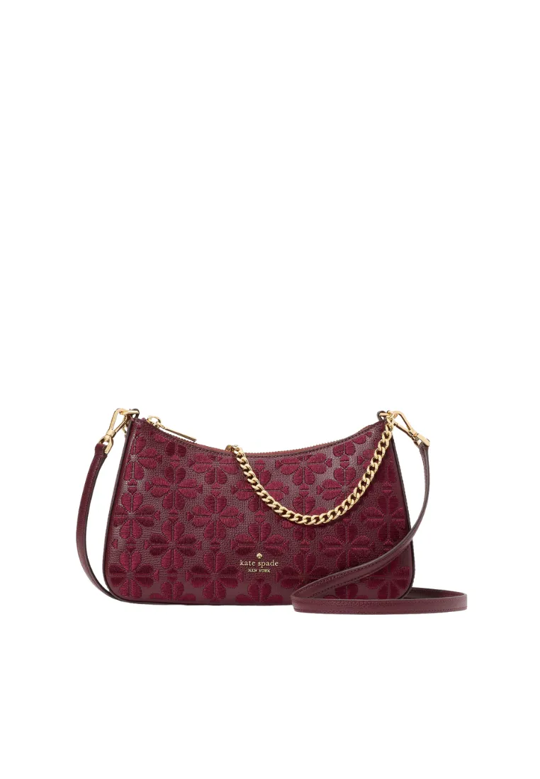 Made to last with durable and long-lasting materials Compact Everyday Carry Kate Spade Spade Flower Embroidered Medium Crossbody Bag Convertible In Dark Merlot KL955