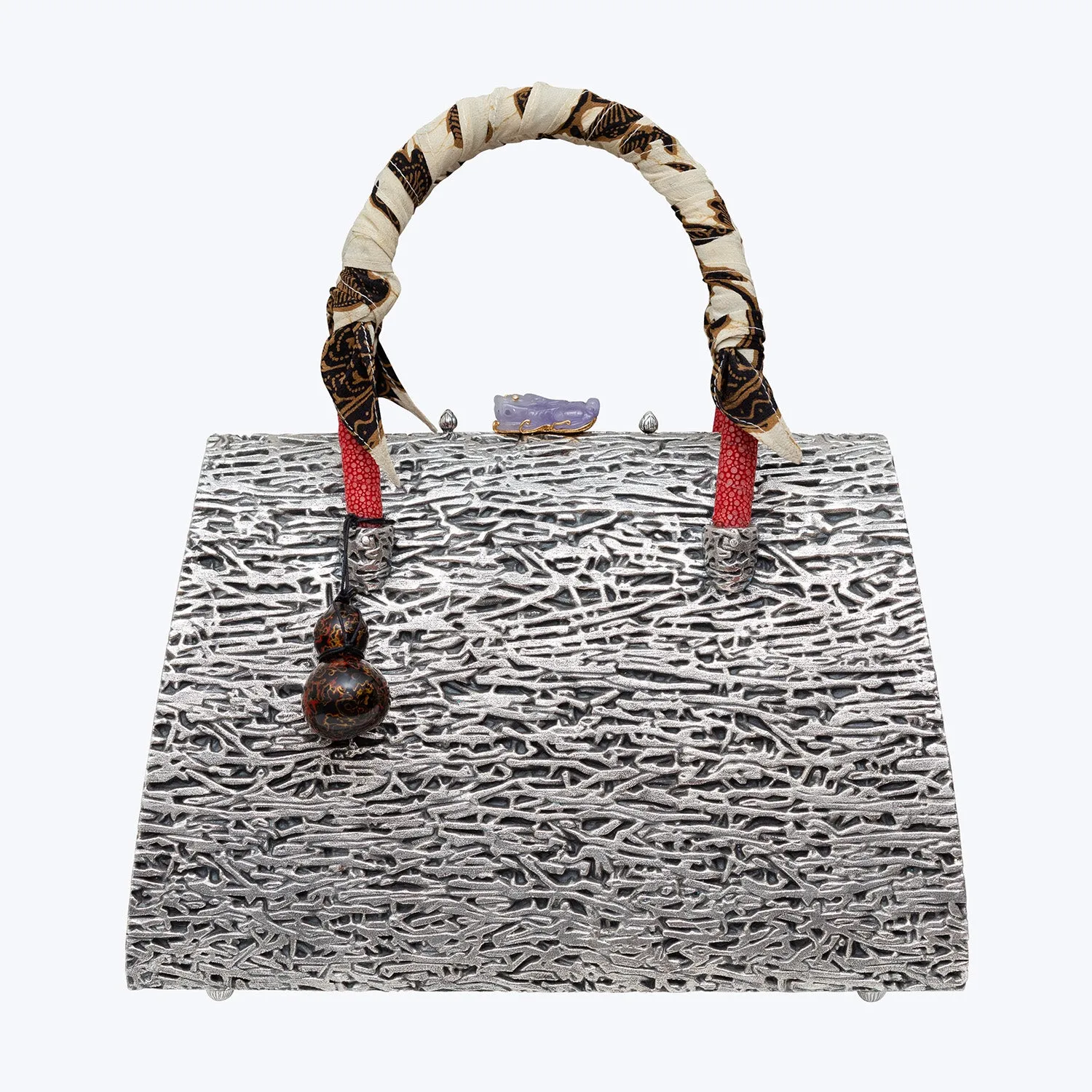 Matte Finish Fern Handbag with Jade, Galuchat Leather and Lacquer Gourd