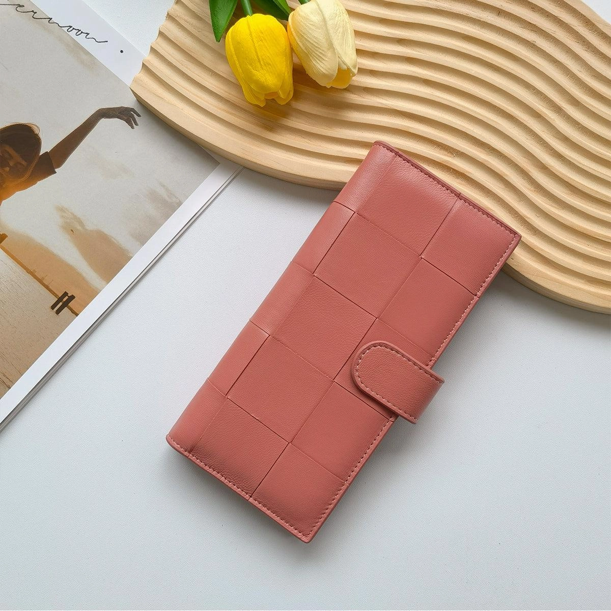 Lambskin Leather Interwoven Wallet, Women Woven Leather Cards Holder, Handcrafted Trifold Wallet, Designer Wallet, Women Purse, Gift For Her Lightweight Carry