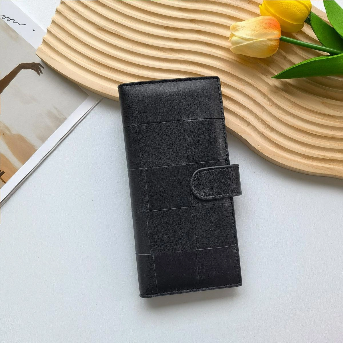 Lambskin Leather Interwoven Wallet, Women Woven Leather Cards Holder, Handcrafted Trifold Wallet, Designer Wallet, Women Purse, Gift For Her Versatile utility Street Style