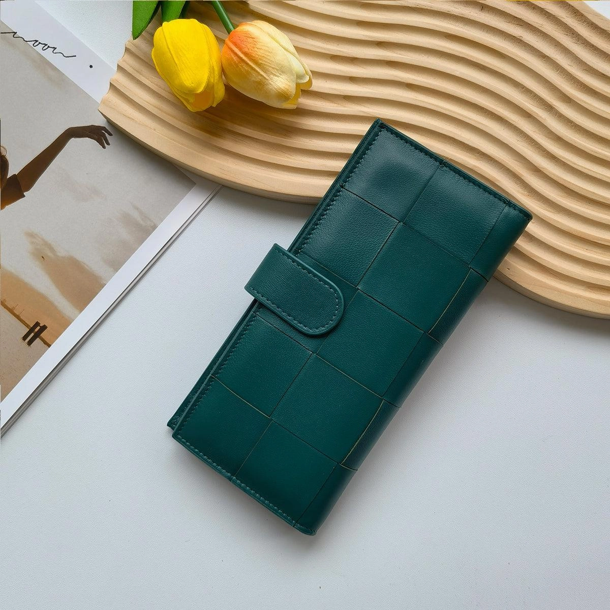 Lambskin Leather Interwoven Wallet, Women Woven Leather Cards Holder, Handcrafted Trifold Wallet, Designer Wallet, Women Purse, Gift For Her Casual Lifestyle Casual Utility