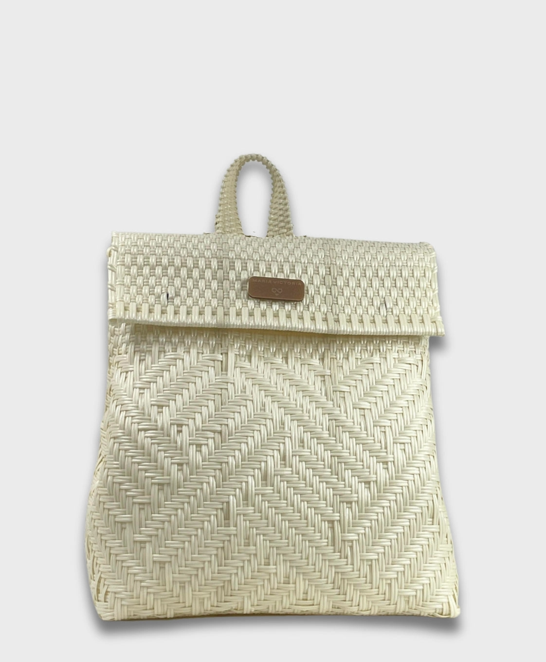 Maria Victoria | Glimmer Pearl BK | Upcycled, Handwoven, Backpack Campus Routine Refined Form