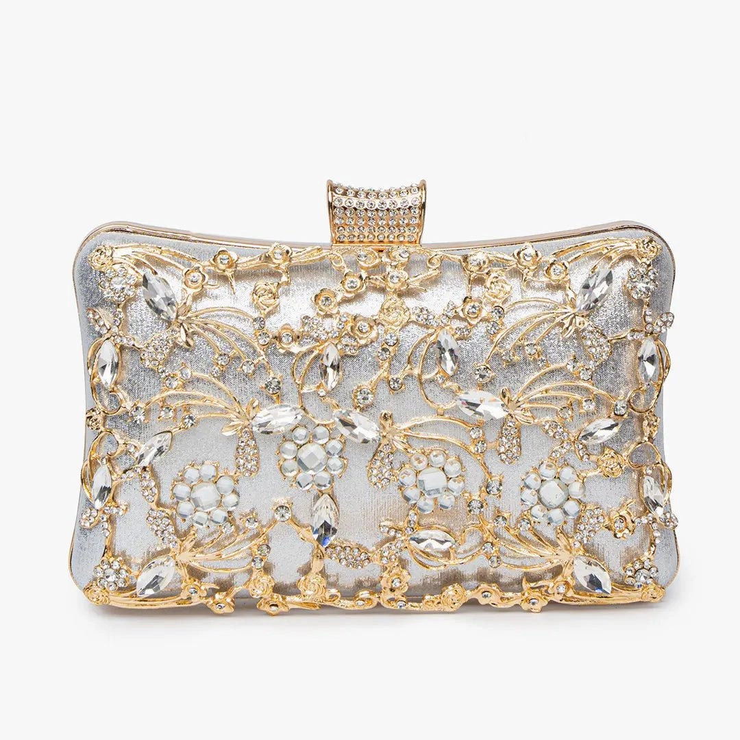 Daily Outfit Subtle Luxury Florence | Gold Floral Crystal Embellished Evening Clutch ?C Opulent Elegance