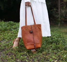 Comfort Utility Fashion Simplicity Full Grain Leather Bohemian Shoulder Bag Tote Bag Handmade Leather Bucket Bag, Ethnic Bag Women/Men Bag, Brown Black Leather Bag,