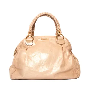 MIU MIU Vitello Beige Satchel Handbag Smart Street