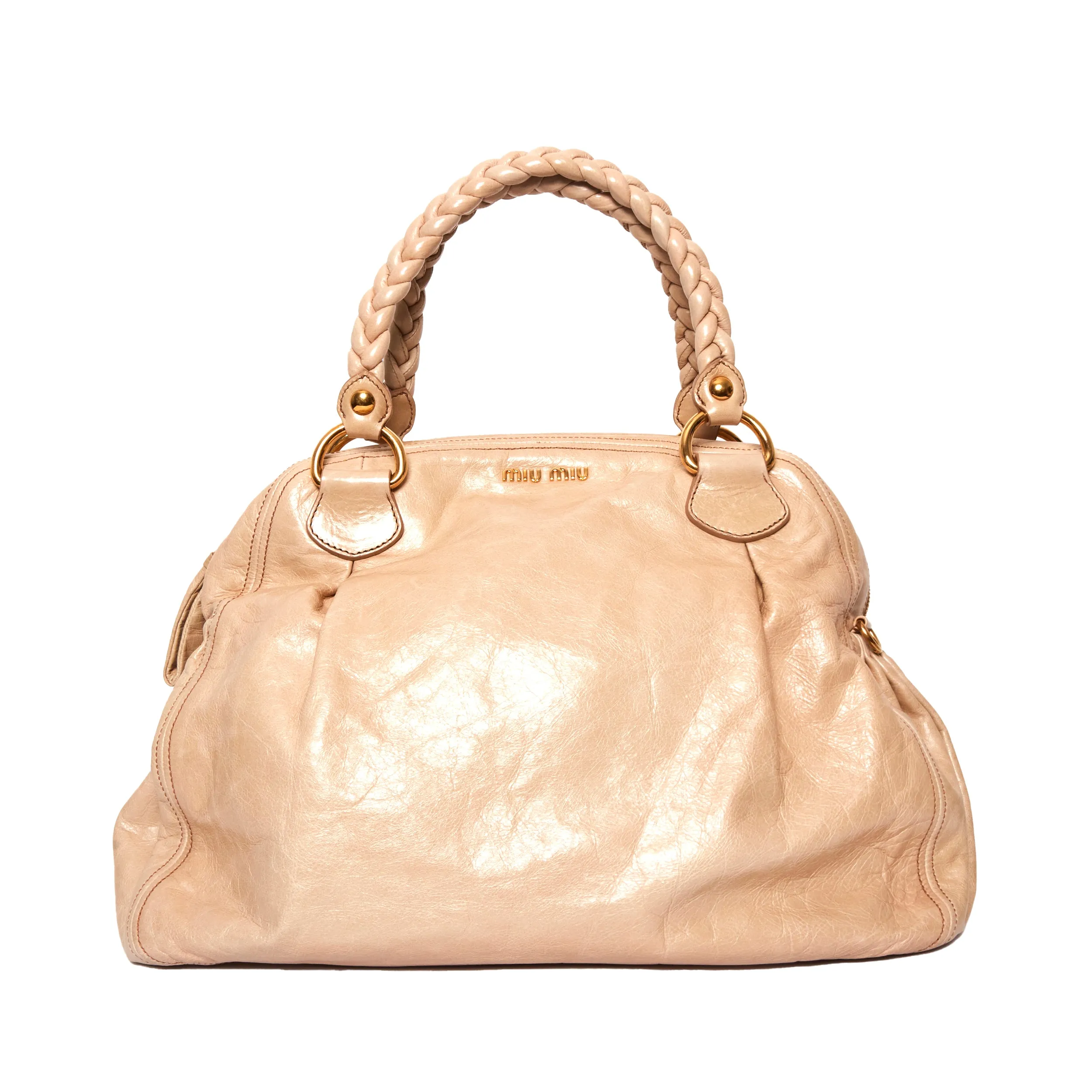 MIU MIU Vitello Beige Satchel Handbag Smart Street