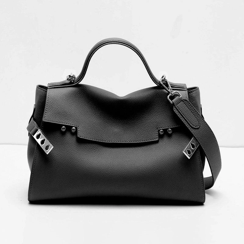 Trendy fold-over bag Classic Fashion Women??s Leather Shoulder Handbag ?C Minimalist Structured Design