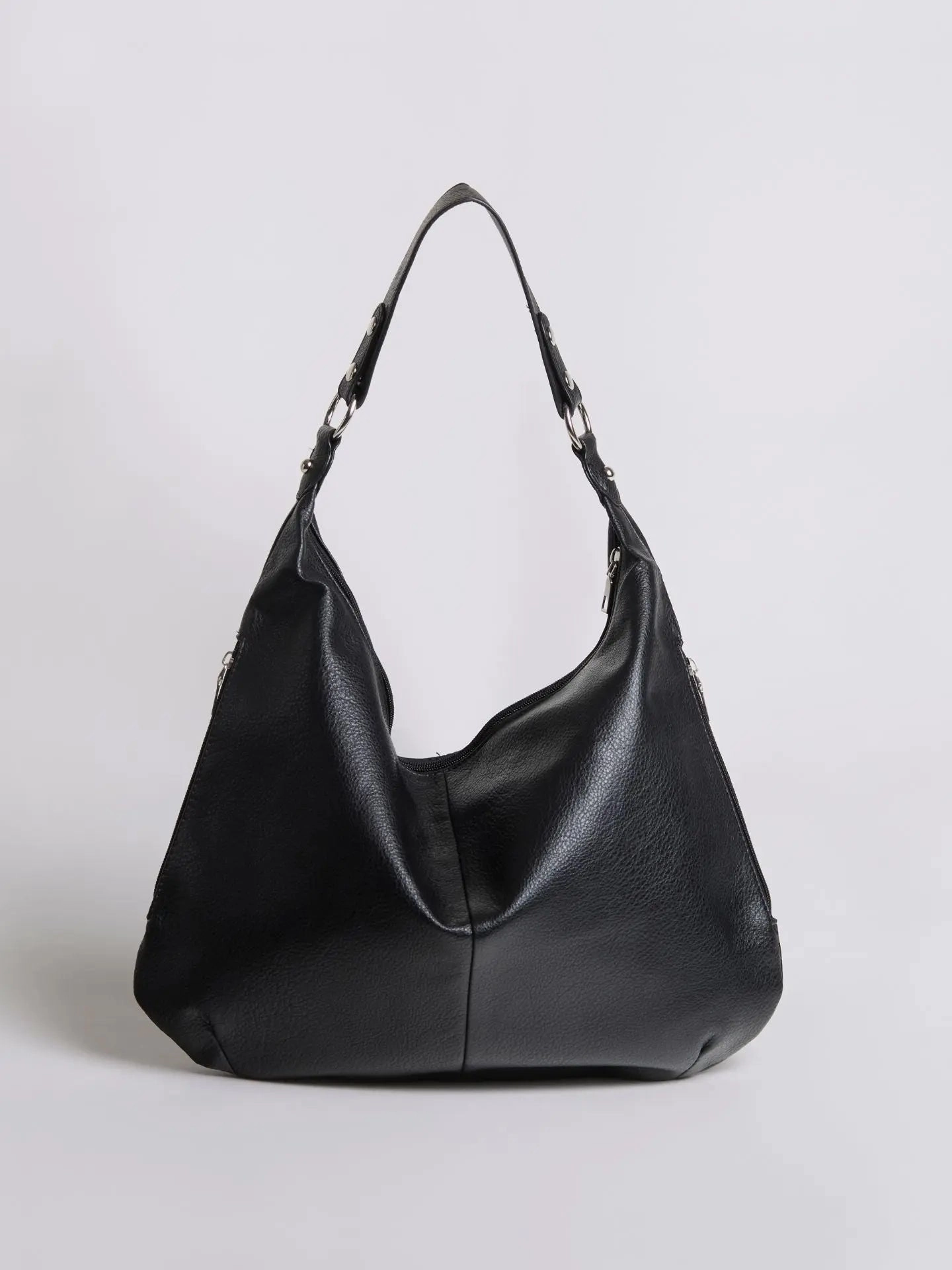 Urban Charm Soft Texture Kaia | Luxe Black Leather Hobo Bag ?C Timeless Elegance & Everyday Comfort