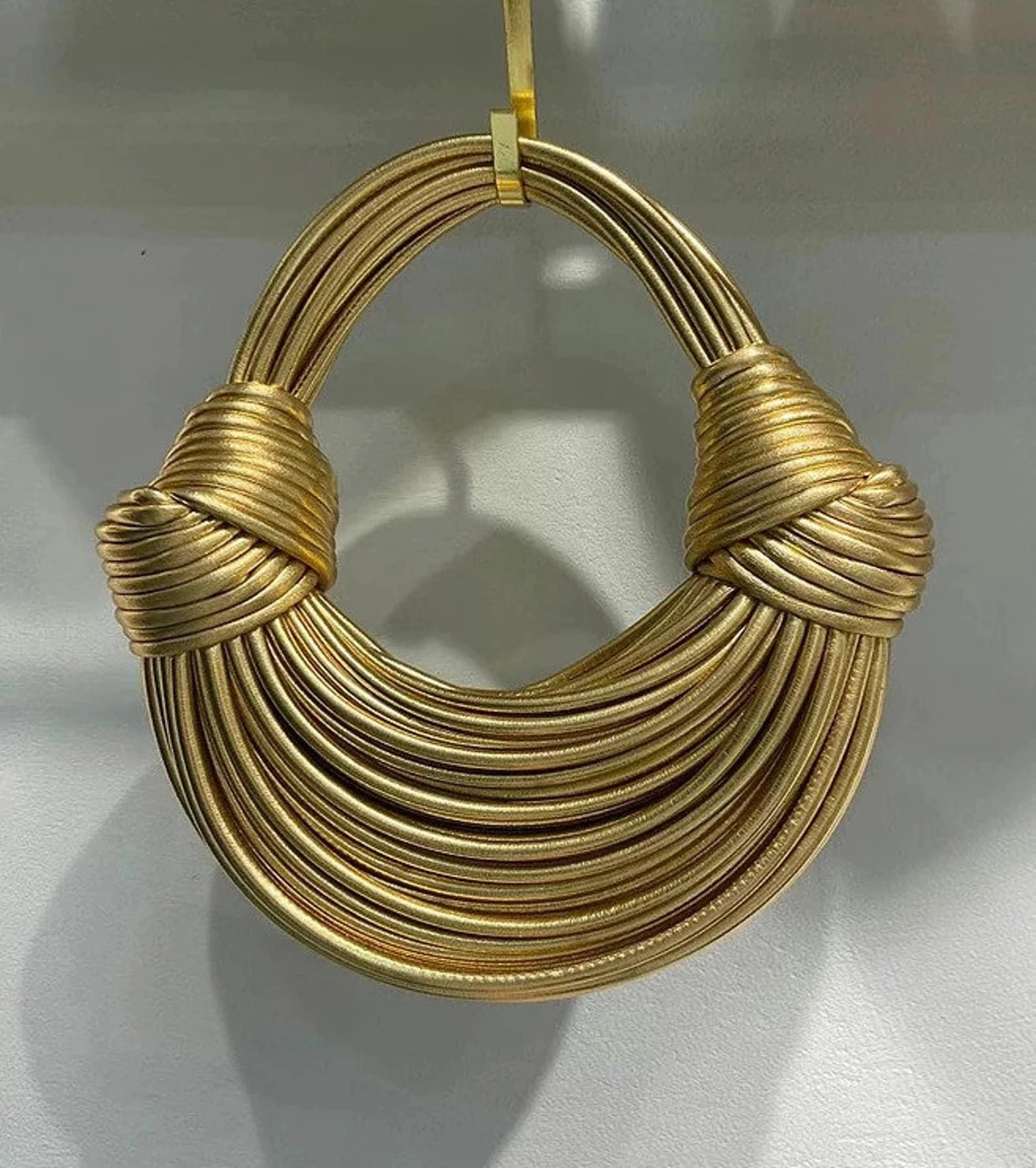 Gold Double Knot Bag, Handcrafted Leather Fashion Bags, Luxury Wedding Handbag, Special Occasion Event Bag, Silver Hobo Bag, Gift For Her Weekend Escape