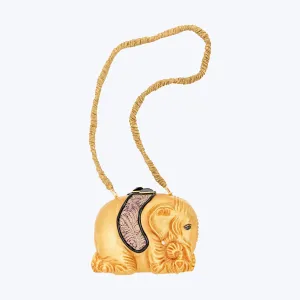 Golden Elephant Handbag with Tsavorite , Onyx and Pearl Organic Cotton