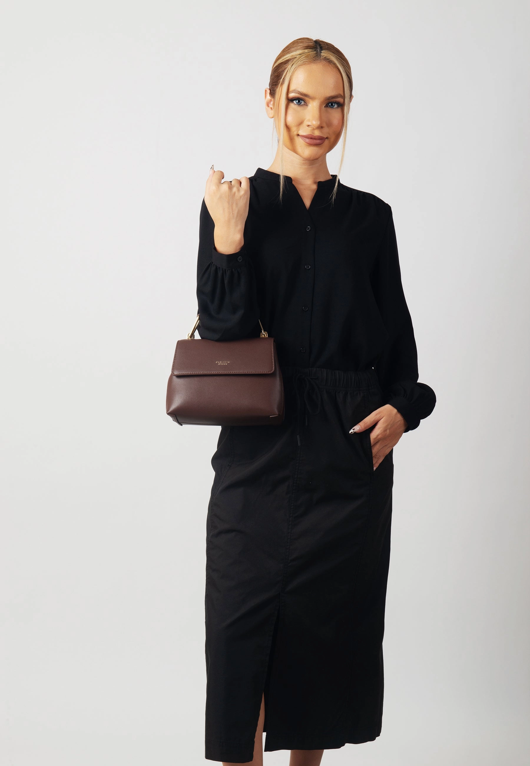 Everyday Use Grace Genuine Leather Handbag (Brown)