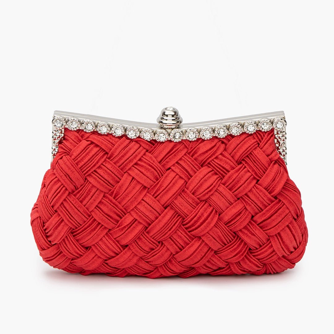 Seasonal Trend Ismirae | Woven Satin & Crystal Evening Clutch ?C Bold Elegance