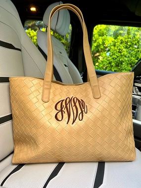 Monogram Whitney Woven Handbag Delicate Texture color block