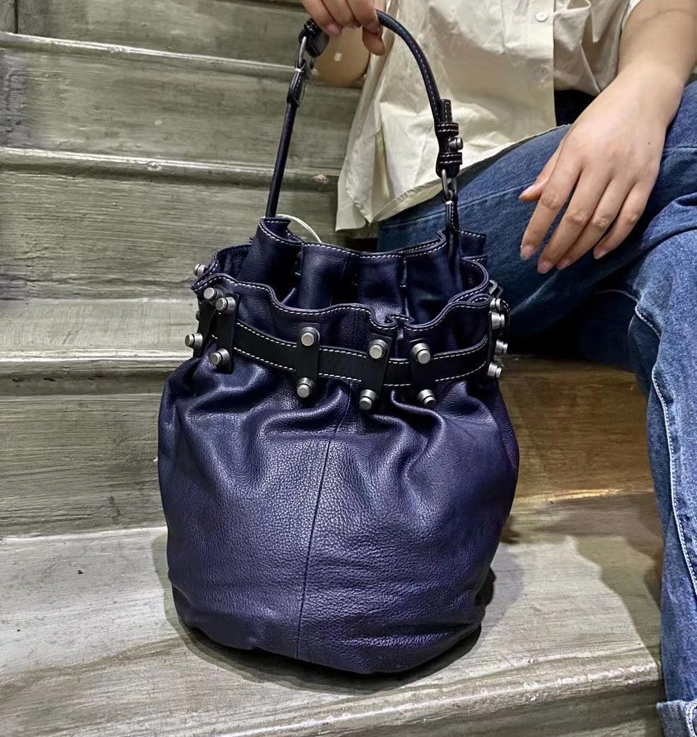 Work Essential Classic Shape Handcrafted Bohemian Vintage Italian Leather Drawstring Bucket Shoulder Bag | A Perfect Gift for Her