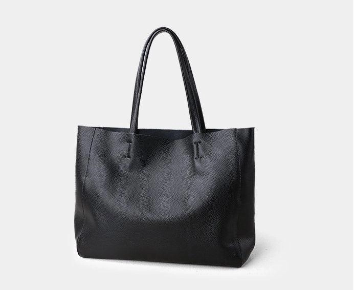 Handcrafted Leather Tote Bag | Grain Leather Large Tote Bag, Birthday Gift For Her, Minimalist Leather Tote, Black, White, Grey Travel convenience Outdoor Gear
