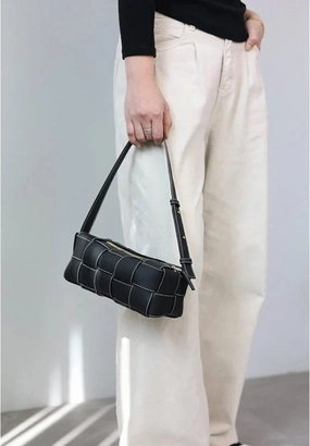 Urban Explorer Handwoven Full Grain Leather Woven Box Bag | Mini Square Shoulder & Crossbody Satchel