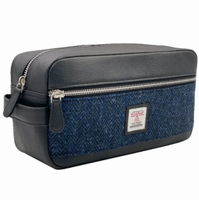 Harris Tweed? Men??s Wash Bag ?C Scottish Travel Toiletry Bag Gift Option Secure ID holder