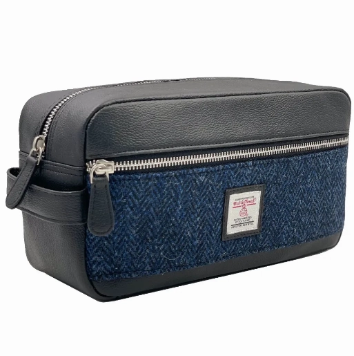 Harris Tweed? Men??s Wash Bag ?C Scottish Travel Toiletry Bag Gift Option Secure ID holder