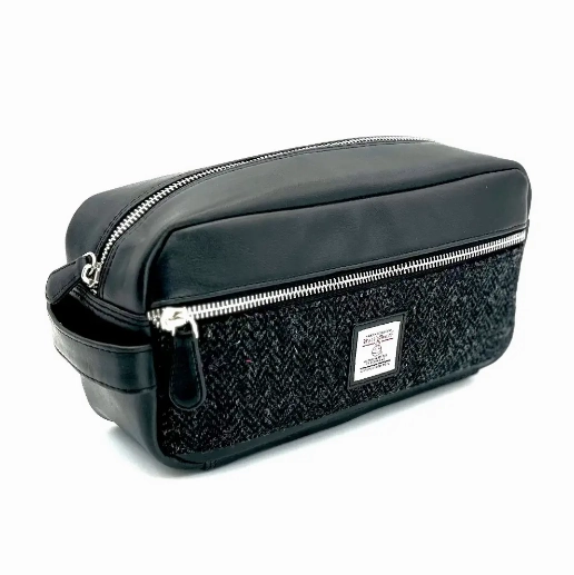 Harris Tweed? Men??s Wash Bag ?C Scottish Travel Toiletry Bag Everyday Utility Compact Case