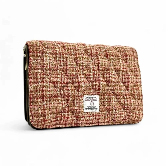 Spacious billfold wallet Harris Tweed? Quilted Shoulder Bag ?C Timeless Scottish Wool Handbag