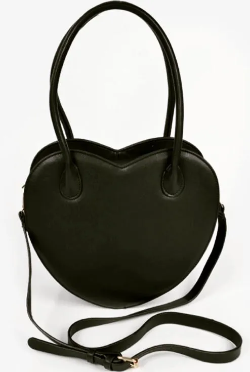 Minimal Detail Heart Shaped Handbag (Black or Red)