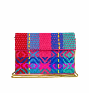 Vegan Leather Classic Piece Beaded Clutch - Outline