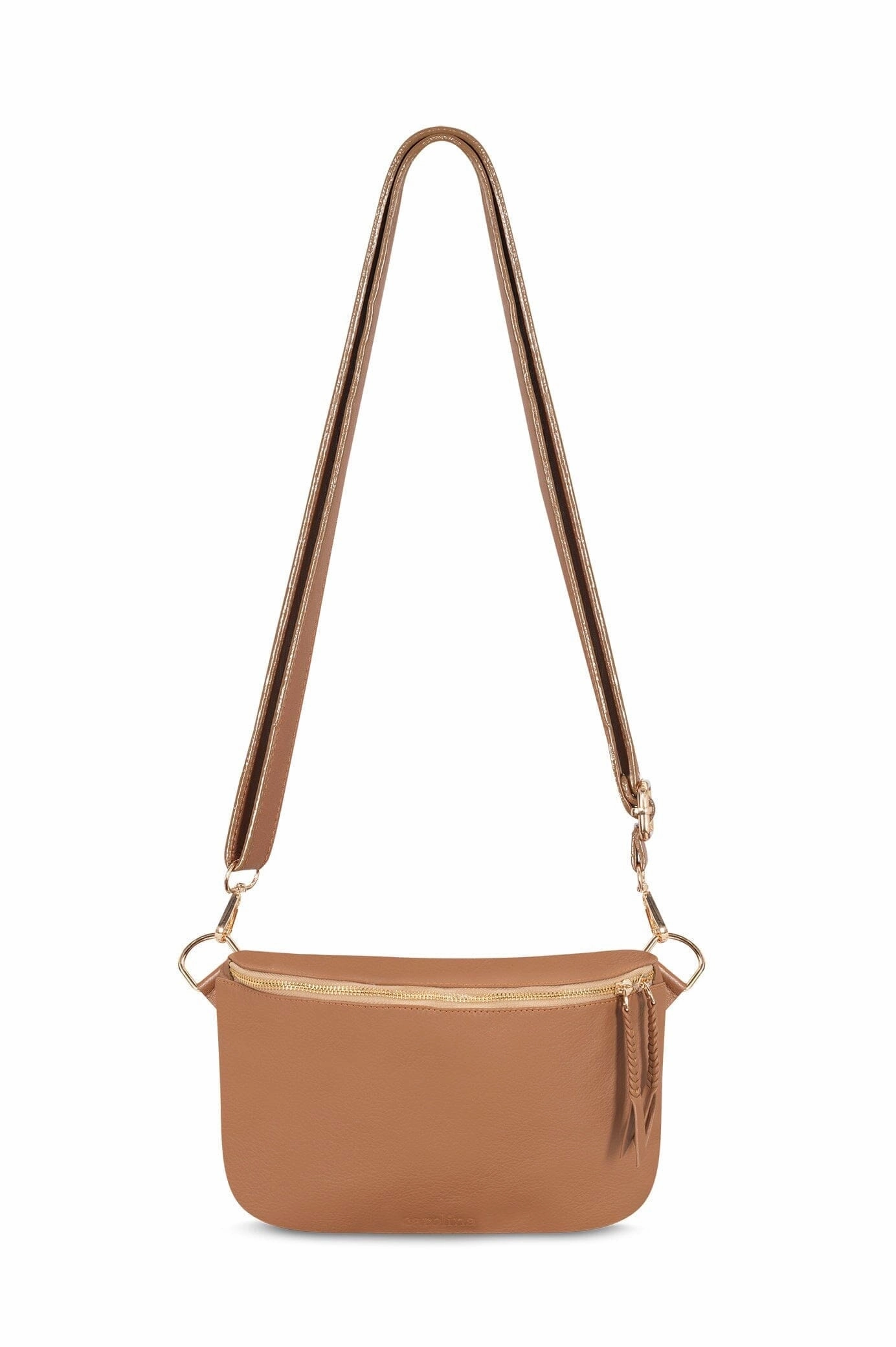 Ramona Leather Handbag Tan with Pocket Classic Functionality Practical Travel