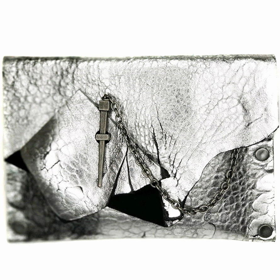 Street Functionality Chrome Abstract Dagger Clutch