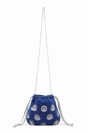 Rhiannon Velvet Drawstring Bag Royal Blue Portable Comfort Elegant Durability
