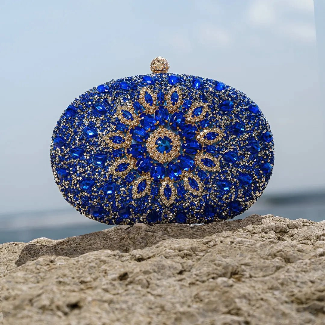 Celeste | Blue Crystal Sunburst Evening Clutch ?C Royal Radiance Classic Functionality Everyday Necessity