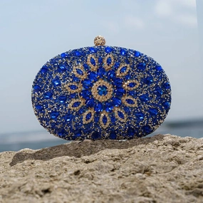 Celeste | Blue Crystal Sunburst Evening Clutch ?C Royal Radiance Polished Style Luxury Touch
