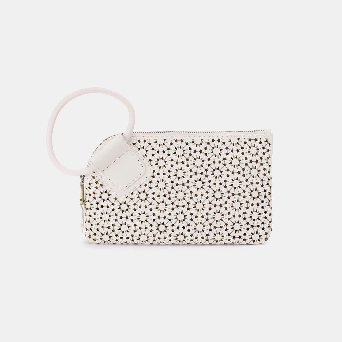 Hobo Sable Wristlet In Perforated Leather in Ecru Daisy Perf Daily Elegance Handheld fashion tote