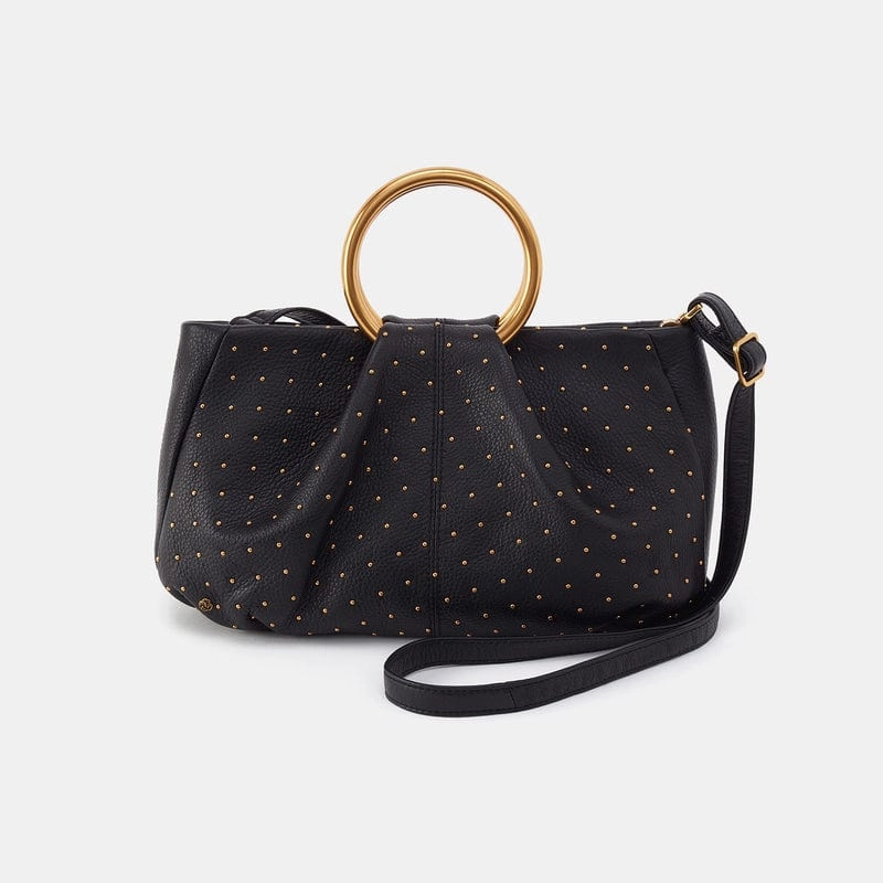 Modern Everyday Hobo Sheila Ring Satchel in Pebbled Leather in Black