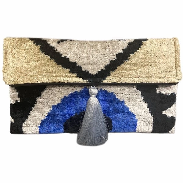 Compact Journey Comfort Grip Latitudes Ikat Velvet Crossbody Clutch