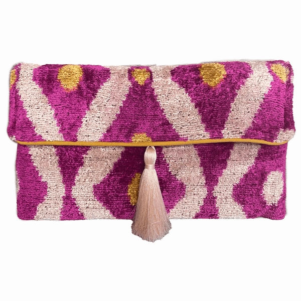 Sophisticated Evening Latitudes Ikat Velvet Crossbody Clutch