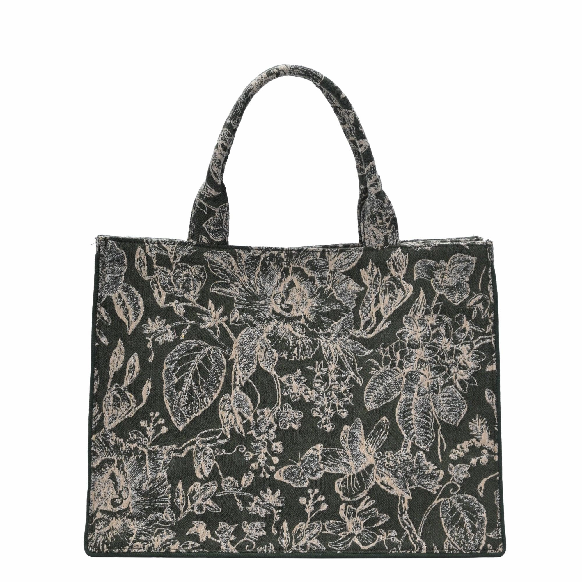 Isabella's Blossom Floral Jacquard Book Tote Chic Accessory