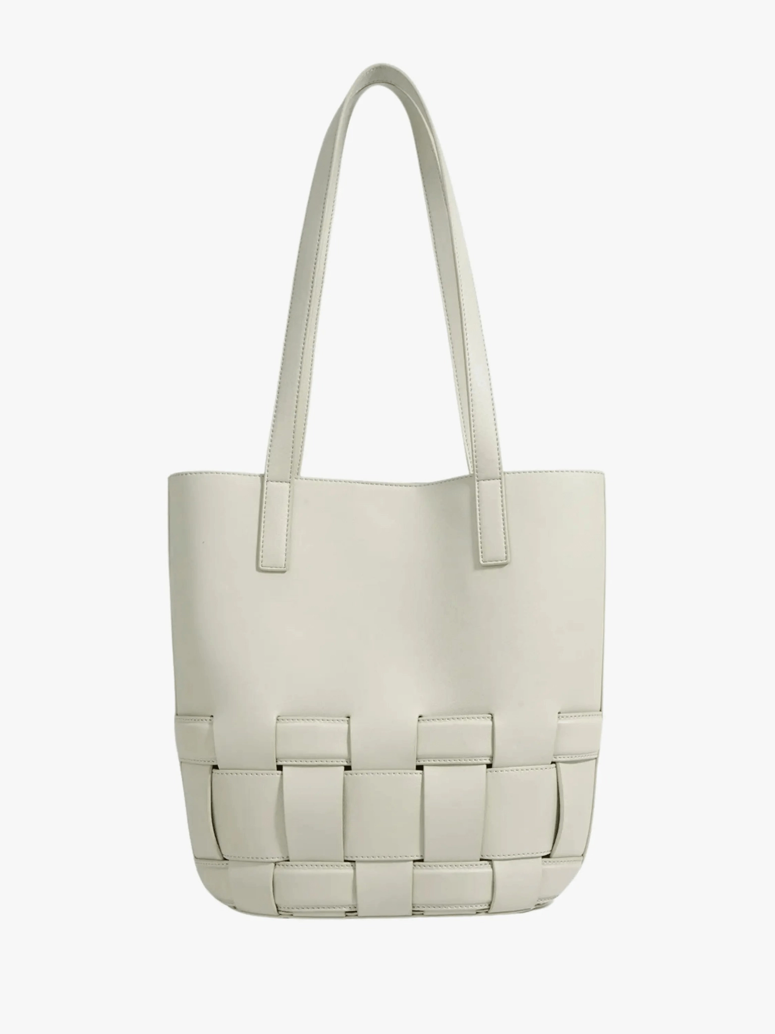 Timeless Touch Compact Everyday Isabelle | Luxe White Woven Leather Tote ?C Minimal & Elegant