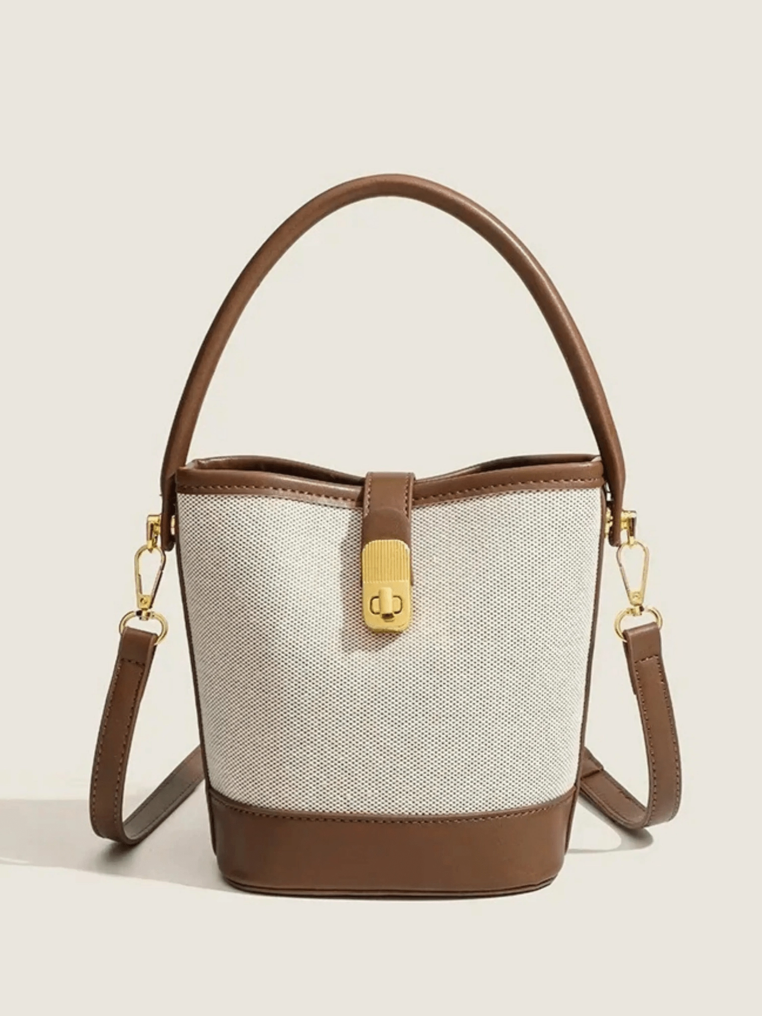 Isla | Elegant Canvas & Leather Bucket Bag ?C Chic & Versatile Weekend Style