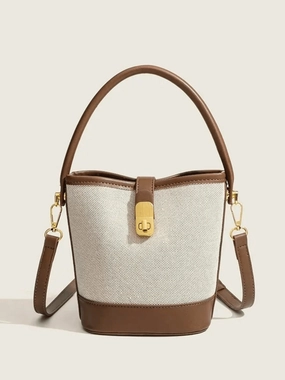 Soft Casual Design Timeless Everyday Use Isla | Elegant Canvas & Leather Bucket Bag ?C Chic & Versatile