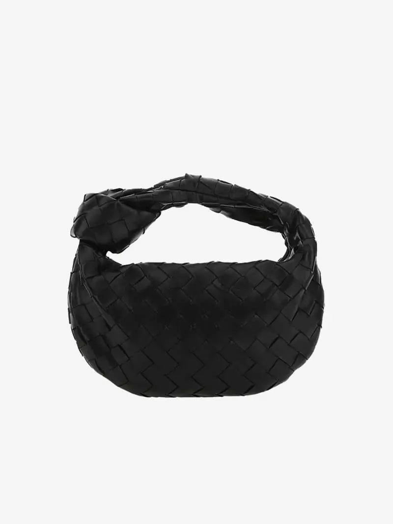 Compact Performance Trendy Lifestyle Isla | Luxe Black Woven Knot Bag ?C Elegant & Versatile