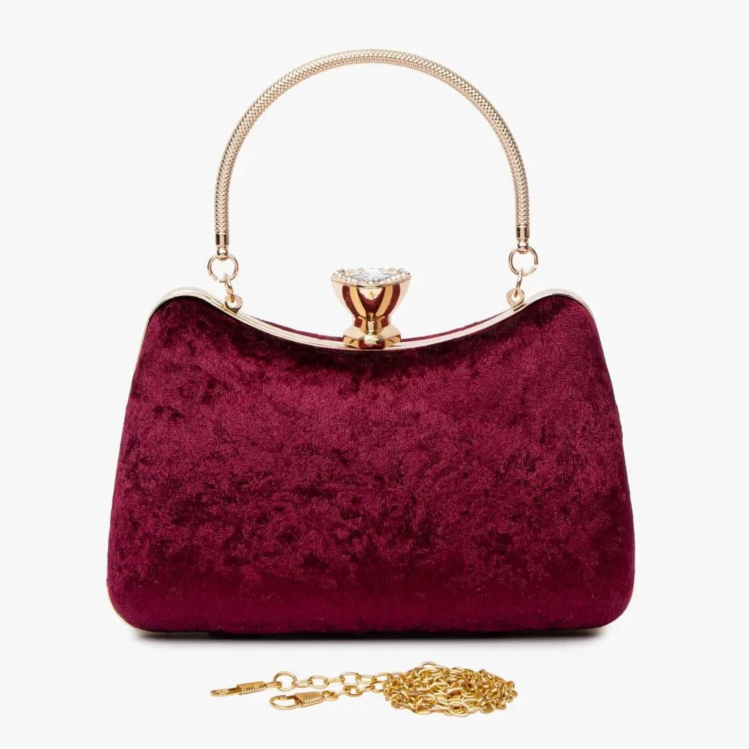Isla | Velvet & Crystal Handle Evening Clutch ?C Regal Charm Timeless Accessory fashion charm